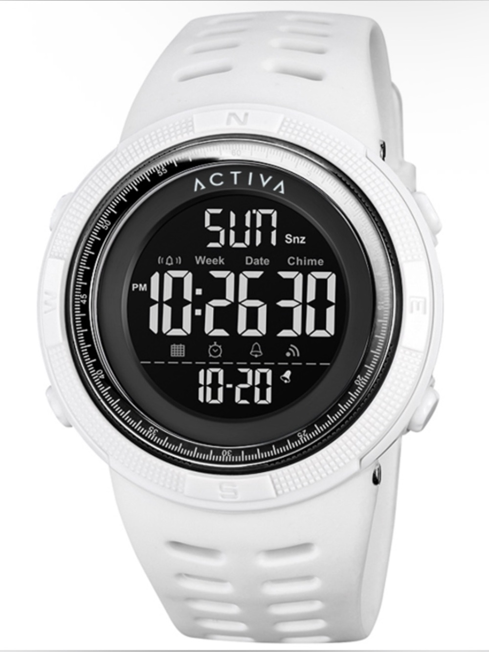 Activa White Digital Men's Sport Watch with Silicone Strap